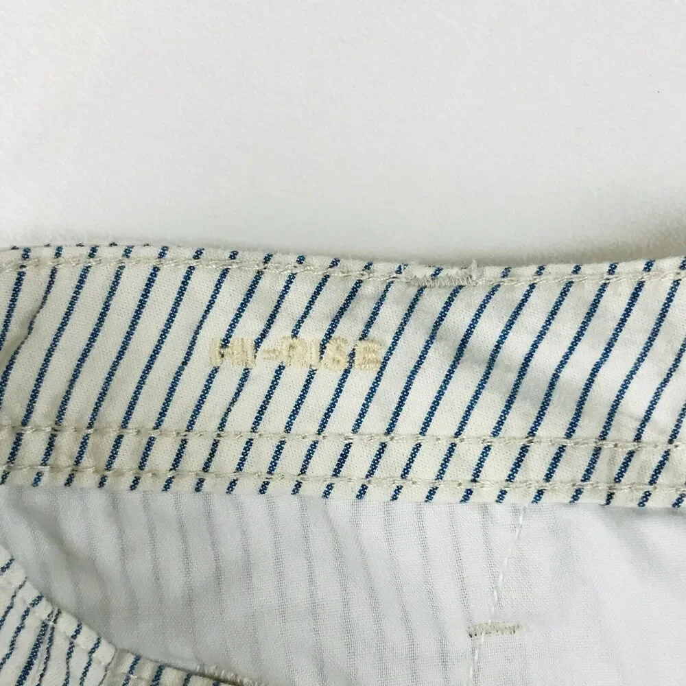 American Eagle Women's 2 Shorts White Blue Striped Hi-Rise Tie Waist Casual CE29